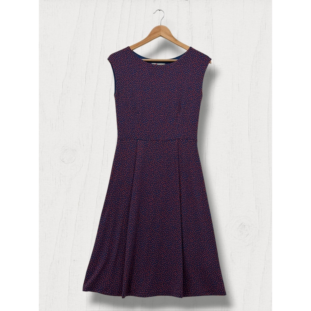 Boden Red and Blue Short Sleeve A-Line Jersey Dress with Pockets 4R